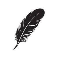 Feather icon. Black silhouette of a bird on a white background. vector