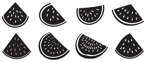 Watermelon food icon black isolated vector on white background.