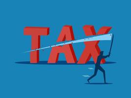 uses sword to slash the word TAX vector