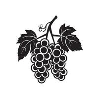 Grapes icon black and white background design. silhouette style, vector illustration.