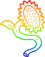 rainbow gradient line drawing of a cartoon sunflower png