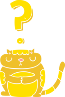flat color style cartoon cat with question mark png