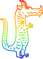 rainbow gradient line drawing of a cartoon magical dragon png