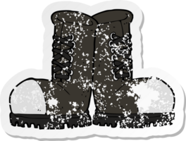 retro distressed sticker of a cartoon steel toe cap boots png