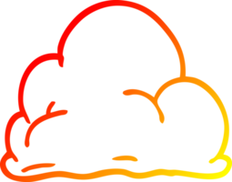 warm Gradient Linie Zeichnung von ein Karikatur flauschige Weiß Wolken png