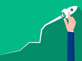 businessman draws a graph of growth vector