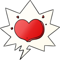 cartoon love heart with speech bubble in smooth gradient style png