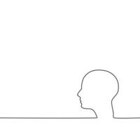 Draw a continuous line of the head. concept of people vector