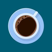 black coffee in a coffee cup top view vector