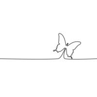 Draw a continuous line of butterflies. beautiful insect vector