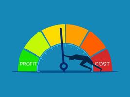 Cost Reduction. man adjusts costs to a profitable position vector