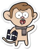 adesivo de um macaco chocado de desenho animado png