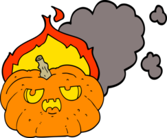 calabaza de halloween en llamas de dibujos animados png