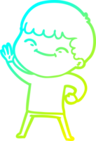 cold gradient line drawing of a cartoon smiling boy png