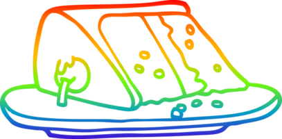 arcobaleno pendenza linea disegno di un' cartone animato fetta di torta png