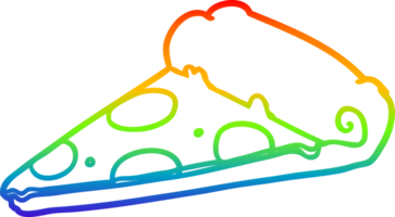 arco iris degradado línea dibujo de un rebanada de Pizza png