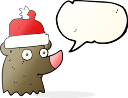 speech bubble cartoon bear wearing christmas hat png