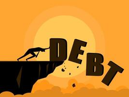 People push debt away. business concept vector