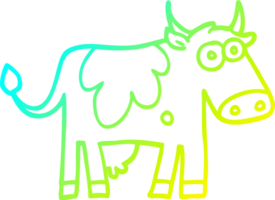 cold gradient line drawing of a cartoon farm cow png