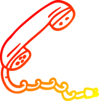 warm helling lijn tekening van een tekenfilm telefoon handset png