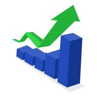 Green business arrow going up and bar graph vector