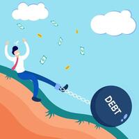 Illustration vector graphic cartoon character of debt