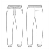 Flat sketch jogger pants vector illustration