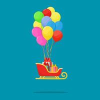 sleigh filled with gifts and balloons vector