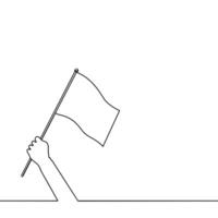 Draw a continuous line of the hand raising the flag vector