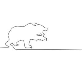 Drawing a continuous line of a bear vector