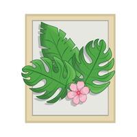 illustration of palm leaf with flower vector