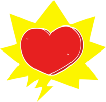 cartoon heart with speech bubble in retro style png