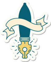 sticker of a tattoo style fountain pen png