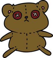 main tiré dessin animé de une mignonne cousu en haut nounours ours png