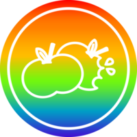 mordido manzanas circular icono con arco iris degradado terminar png