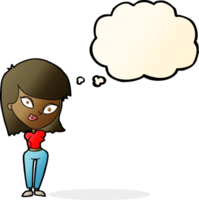 cartoon confused woman with thought bubble png