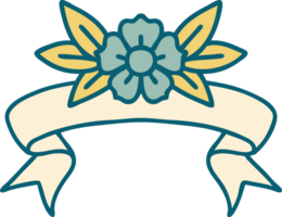 tatuaje tradicional con pancarta de una flor png