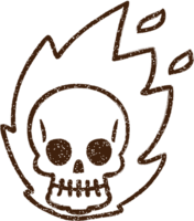 dibujo al carbón de calavera en llamas png