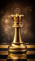 AI generated Strategic leadership  king chess piece symbolizes success in a business concept on a chessboard photo