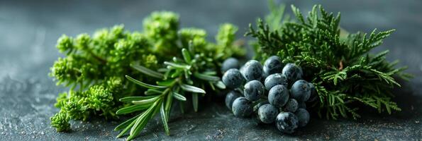 ai generado sutil monocromo antecedentes con variado sombras de verde thuja hojas para sofisticado diseño foto