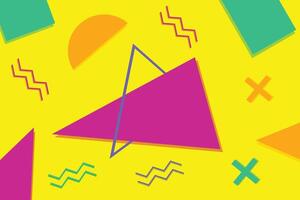 90s Shapes Fun Yellow Background vector