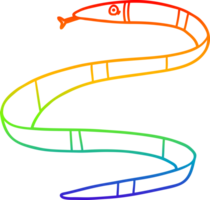 rainbow gradient line drawing of a cartoon sea snake png