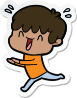 sticker of a cartoon laughing boy png