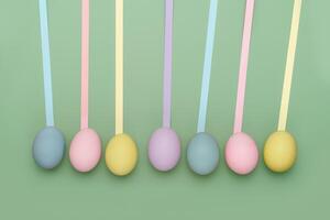 Row of eggs with leading geometric lines. Fun Easter background photo