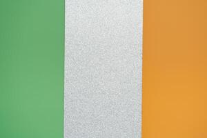 Irish flag made from color paper with glitter white photo