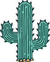 iconic tattoo style image of a cactus png