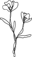 Flower Line Art, Continuous Line Floral Design vector