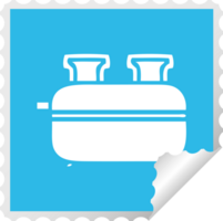 square peeling sticker cartoon of a double toaster png