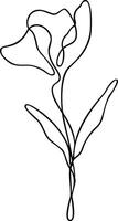 Flower Line Art, Continuous Line Floral Design vector