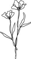 Flower Line Art, Continuous Line Floral Design vector